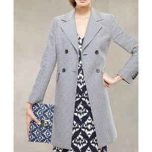 NWT TALBOTS navy/white striped coat